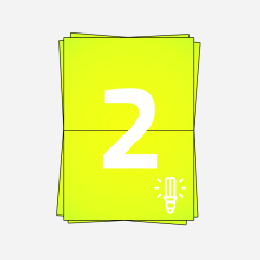 A4 Stickerbögen, 2 pro Bogen, permanent, Neon-Gelb, 210mm x 148mm, 100 Bögen
