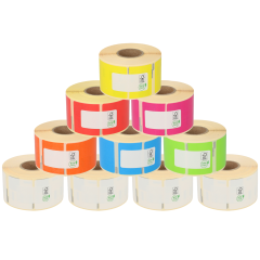 Farben-Paket Dymo 99012 / S0722400 kompatible Etiketten, 6 Farben+4 weiße Rollen, Format 89mm x 36mm, 260 Etiketten pro Rolle, permanent